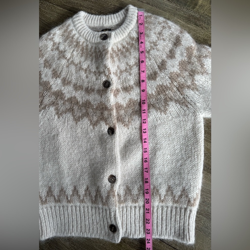 NWT Batoner Mohair Nordic Fair Isle Cardigan Sweater Button Front Size S/M - Picture 9 of 9
